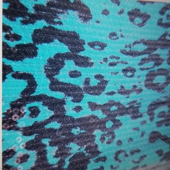 FANCY SEQUIN Size 1X ANIMAL PRINT Turquoise JOAN RIVERS SLEEVELESS PARTY TOP - Picture 5 of 14
